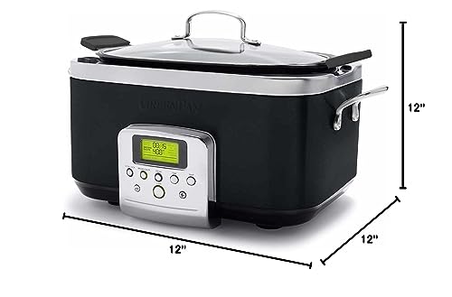 GreenPan Elite 8-in-1 Programmable 6QT Electric Slow Cooker, Dishwasher Safe Lid & Removable Crock, PFAS-Free Healthy Ceramic Nonstick Multi-Cooker, Sear, Sauté, Brown, Steam Basket, Roast, Black