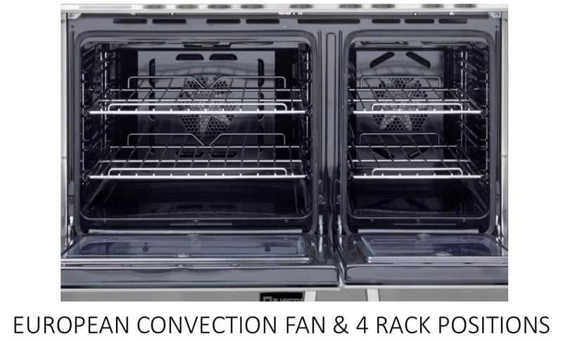 Verona Prestige Series VPFSEE365DSS 36 Inch All Electric Freestanding Range Double Oven Convection, 5 Burners Dual Center Element Chrome Knobs and Handle Stainless Steel