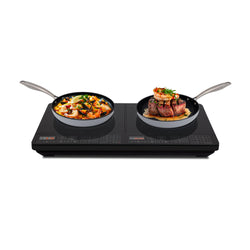 Nuwave Double Cooktop Induction Countertop Burner, Portable, 900 & 1800W, 100°F to 575°F, Large 8” Heating Coil, 50 Pre-Programmed Settings, Shatter-Proof Ceramic Glass, Built-In Safety Auto Shut Off