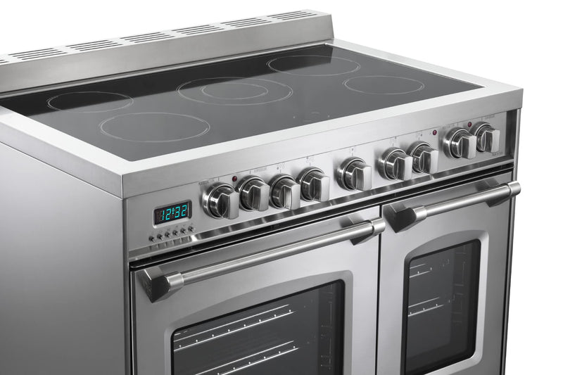 Verona Prestige Series VPFSEE365DSS 36 Inch All Electric Freestanding Range Double Oven Convection, 5 Burners Dual Center Element Chrome Knobs and Handle Stainless Steel