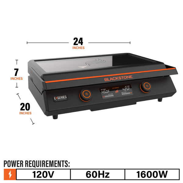Blackstone 22-Inch Electric Griddle - 1600W Non Stick Ceramic Titanium Coated Stainless Steel Tabletop Griddle with EZ-Touch Control Dial, LCD Display, Patented Rotate & Remove Glass Hood - 8001