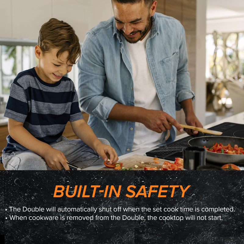 Nuwave Double Cooktop Induction Countertop Burner, Portable, 900 & 1800W, 100°F to 575°F, Large 8” Heating Coil, 50 Pre-Programmed Settings, Shatter-Proof Ceramic Glass, Built-In Safety Auto Shut Off