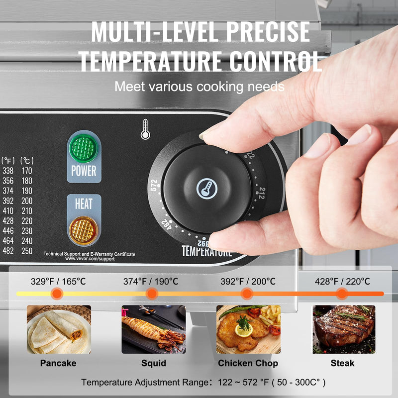 VEVOR 30" Commercial Electric Griddle 3000W Electric Countertop Griddle Non-Stick Restaurant 110V Teppanyaki Flat Top Grill Stainless Steel Adjustable Temperature Control 122°F-572°F (NO PLUG)