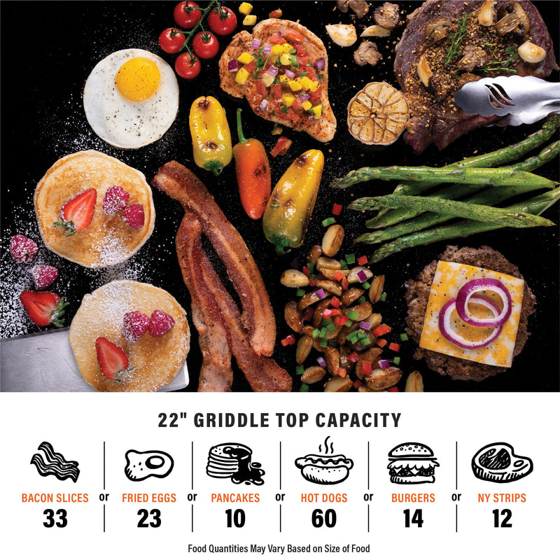 Blackstone 22-Inch Electric Griddle - 1600W Non Stick Ceramic Titanium Coated Stainless Steel Tabletop Griddle with EZ-Touch Control Dial, LCD Display, Patented Rotate & Remove Glass Hood - 8001
